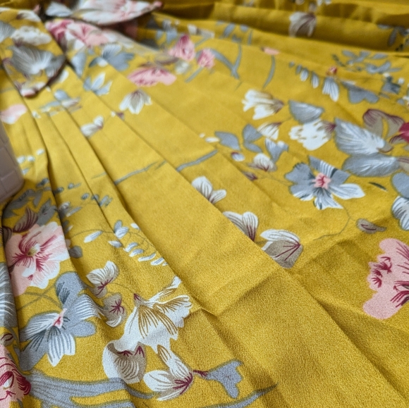 Kids Yellow Floral Pleated Dress - Picture 8 of 8